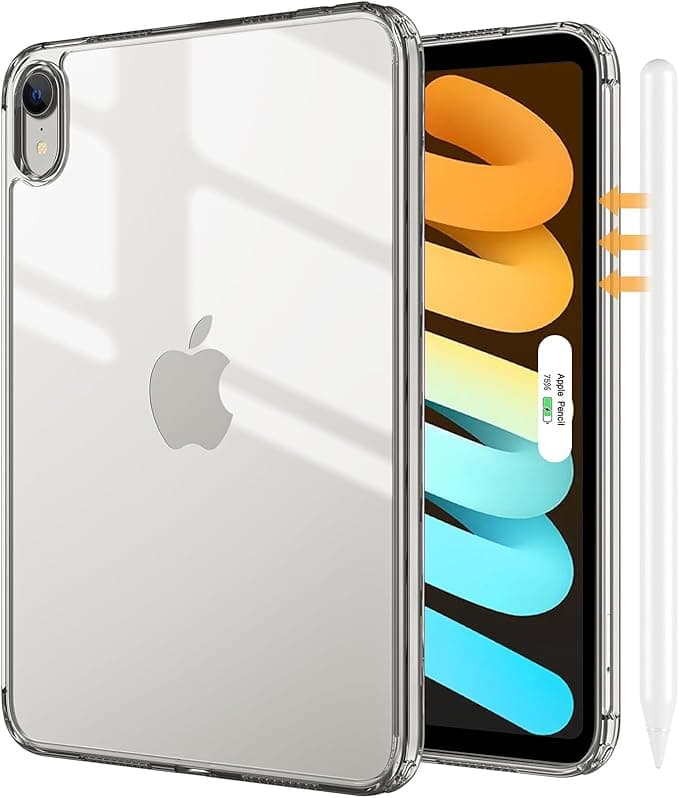 ProCase iPad Mini A17 Pro 第7世代 2024 Mini6 ケース 2021 8.3インチ クリアケース 透明 保護カバー 軽量 スリム 耐衝撃 適用機種：iPad Mini A17 Pro 第7世代 2024（A2993 / A2995 / A2996）、Mini 第6世代 2021（A2567 / A2568 / A2569） - クリアグレー